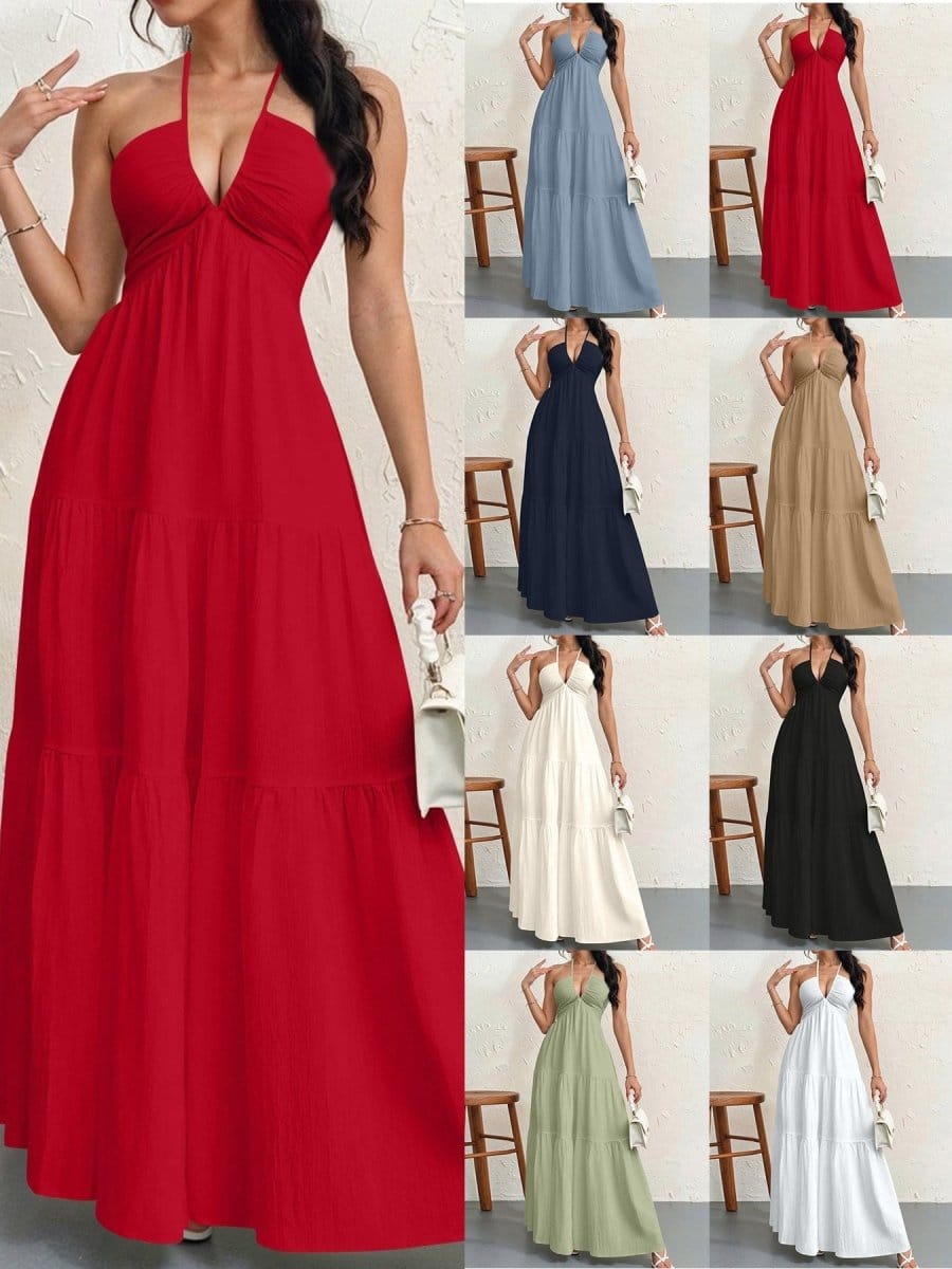 Effortless Elegance Halter Maxi Dress - Valeroa