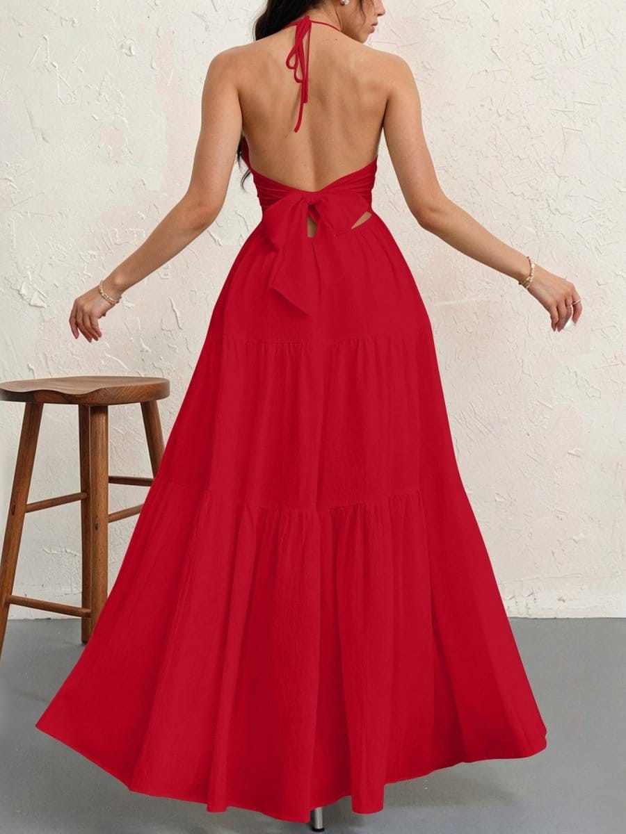 Effortless Elegance Halter Maxi Dress - Valeroa