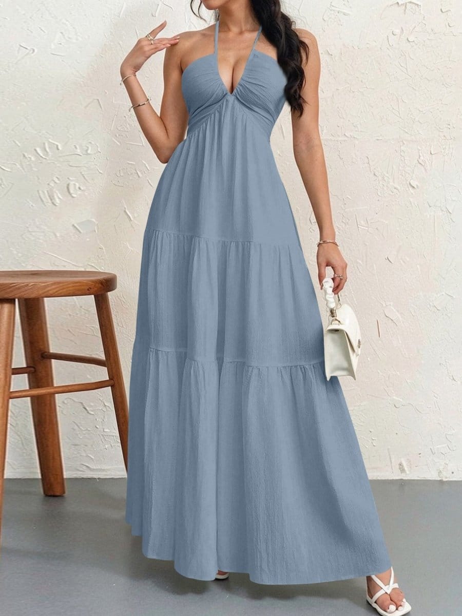 Effortless Elegance Halter Maxi Dress - Valeroa
