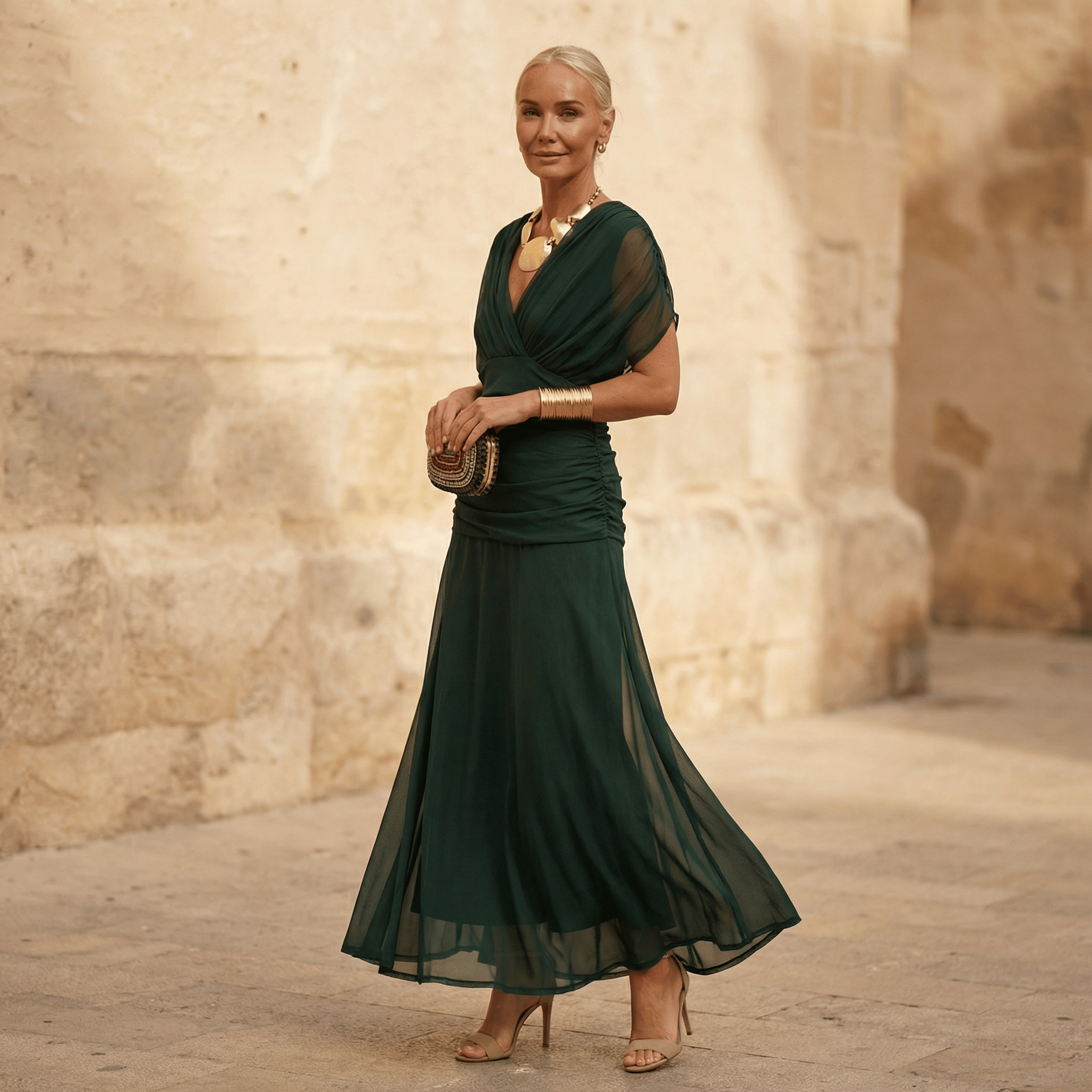 Elise Dress | Draped V-Neck Maxi