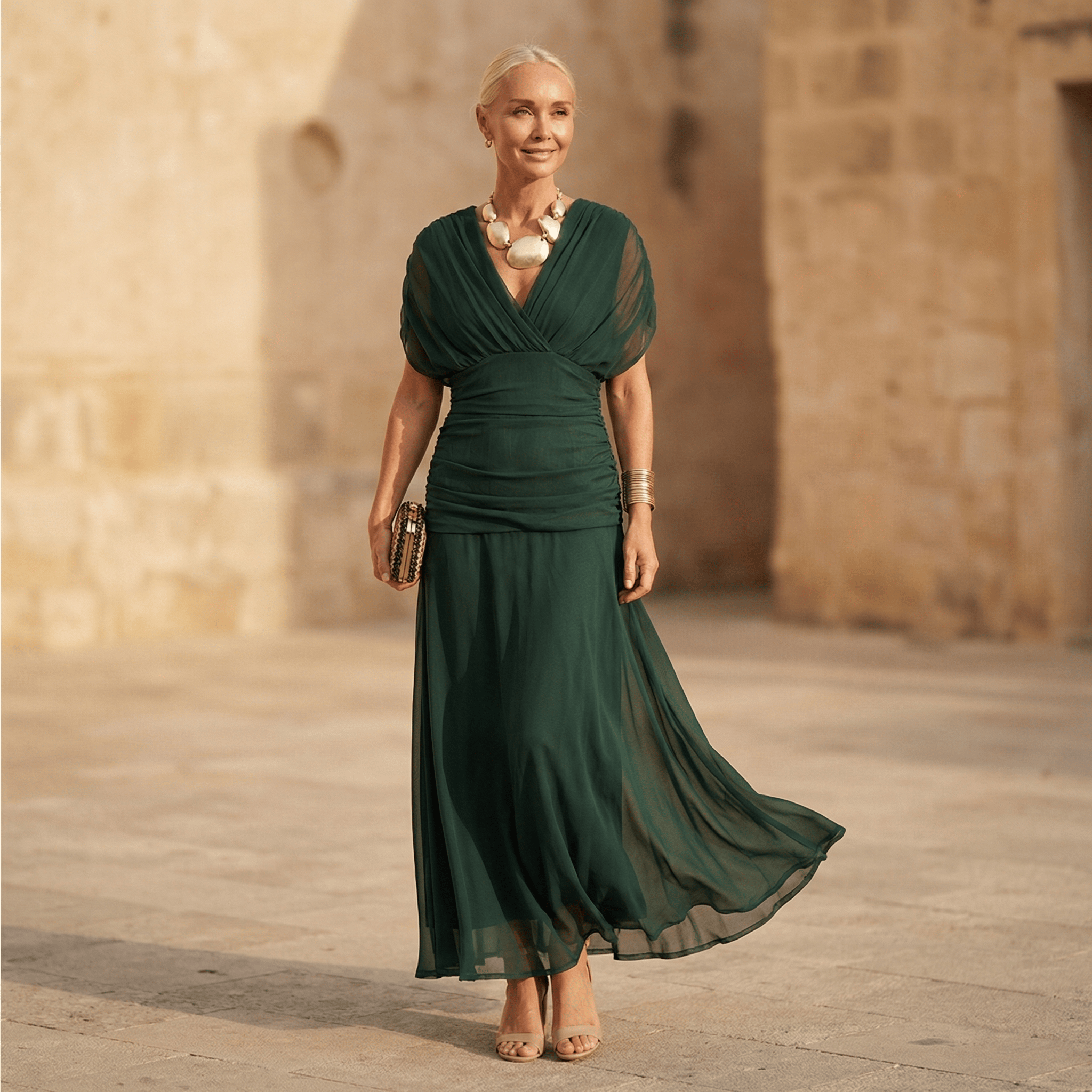 Elise Dress | Draped V-Neck Maxi
