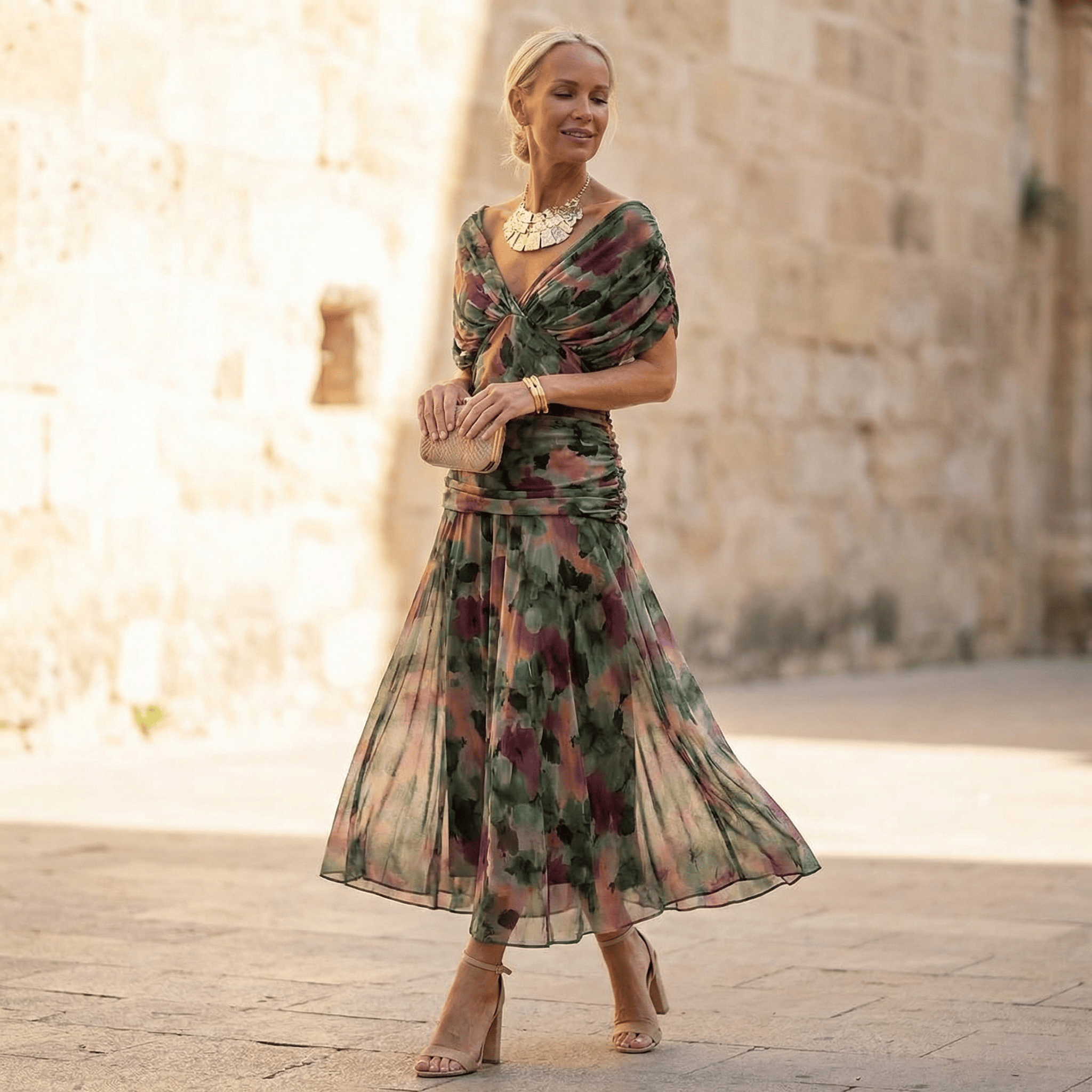 Elise Dress | Draped V-Neck Maxi