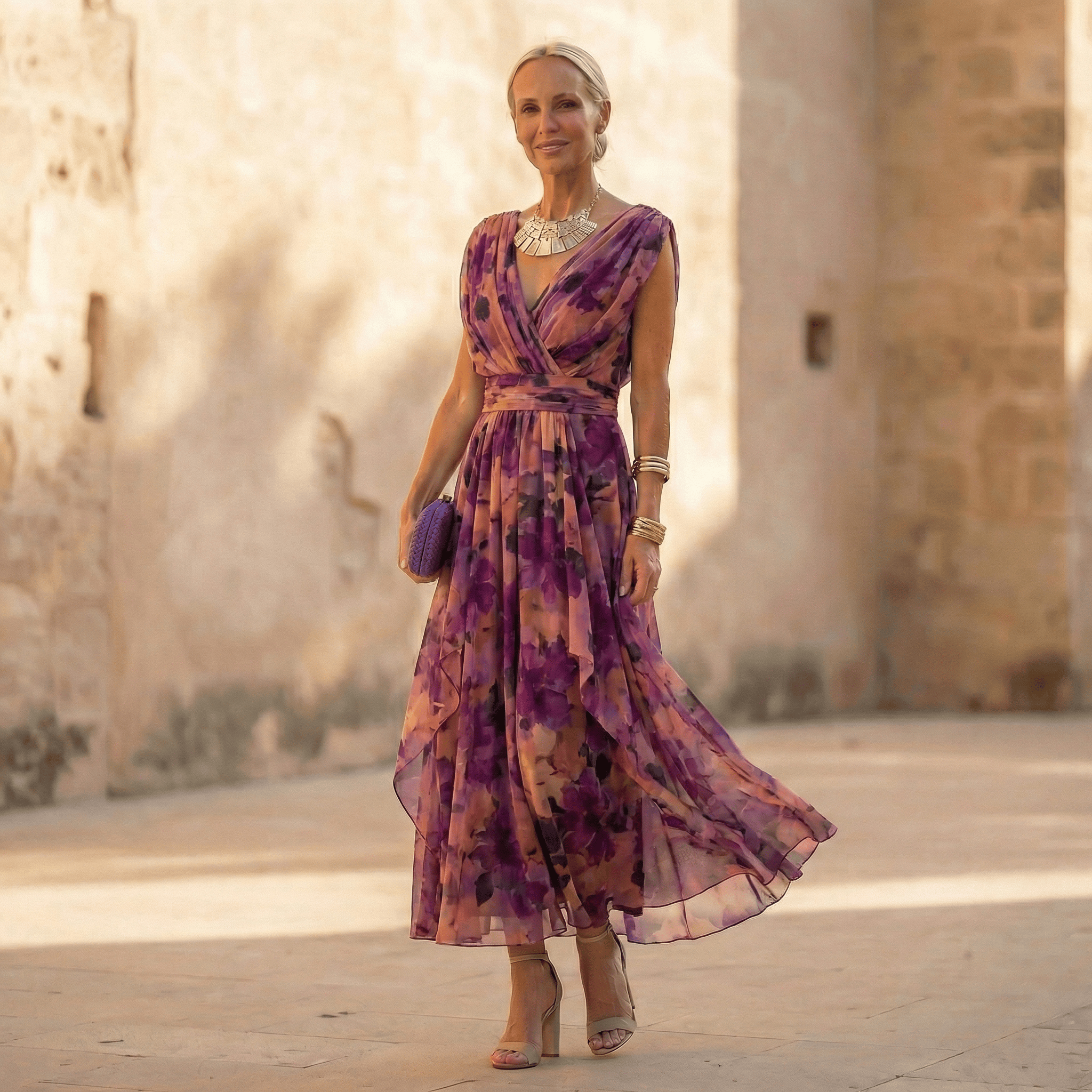 Elise Dress | Draped V-Neck Maxi