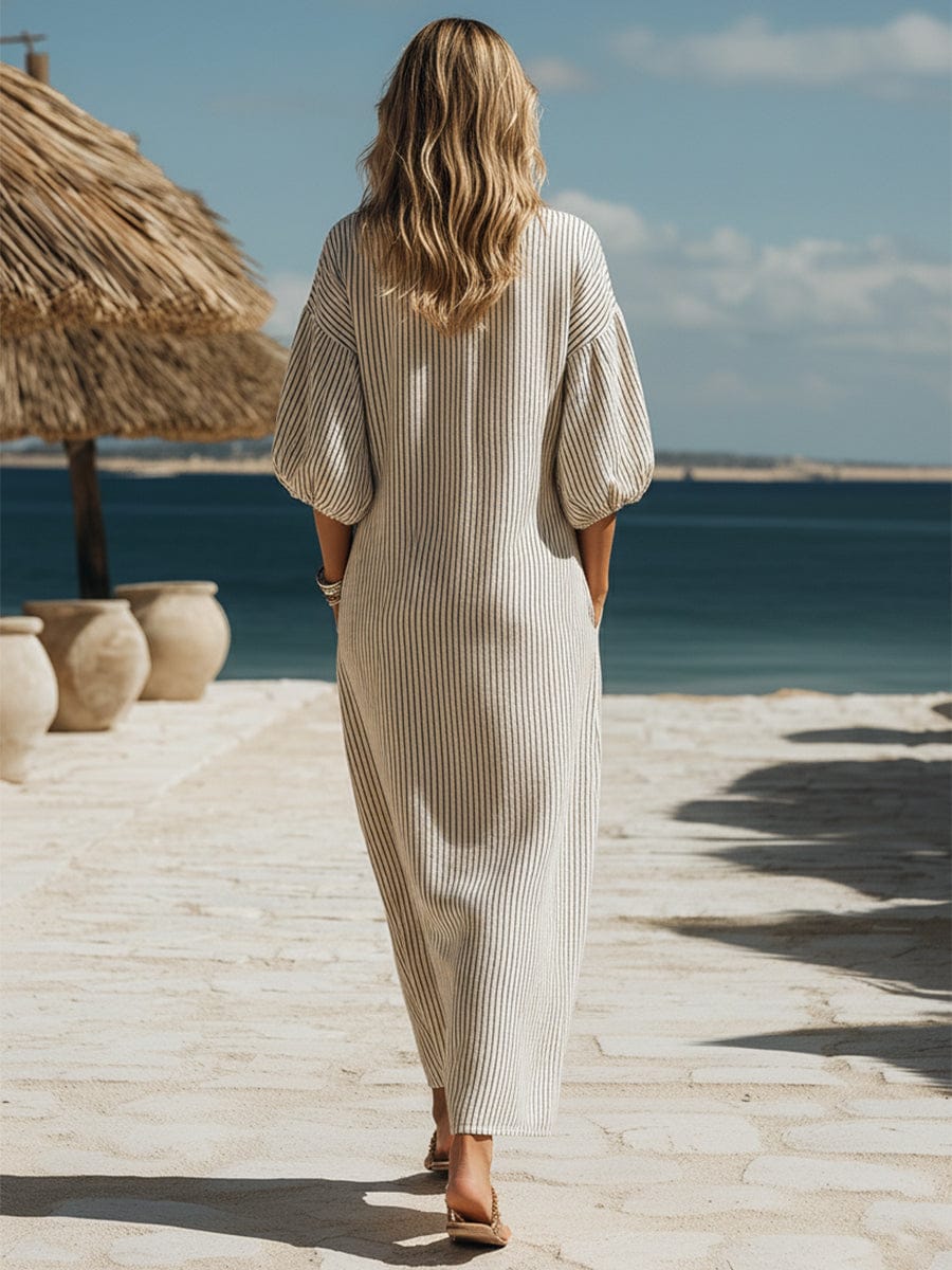 PORTO DRESS | Striped Button-Down Midi