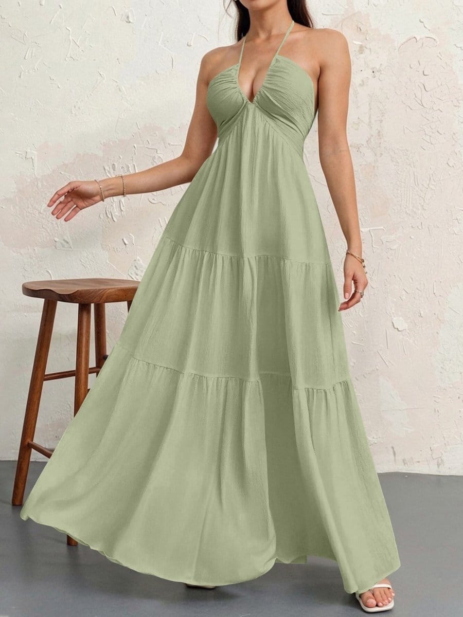 Effortless Elegance Halter Maxi Dress - Valeroa