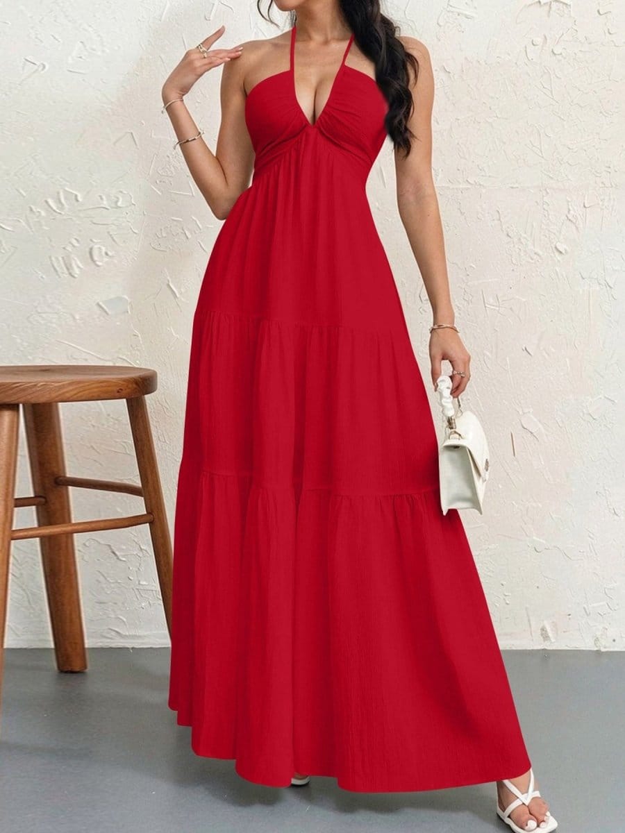 Effortless Elegance Halter Maxi Dress - Valeroa
