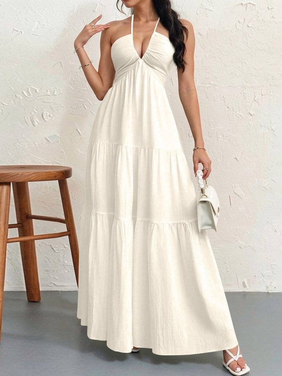 Effortless Elegance Halter Maxi Dress - Valeroa