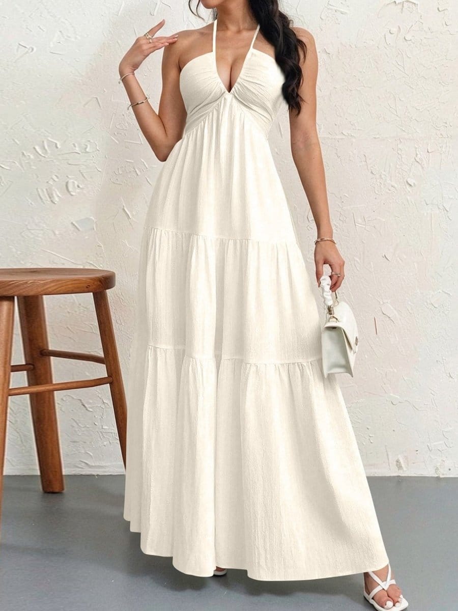 Effortless Elegance Halter Maxi Dress - Valeroa