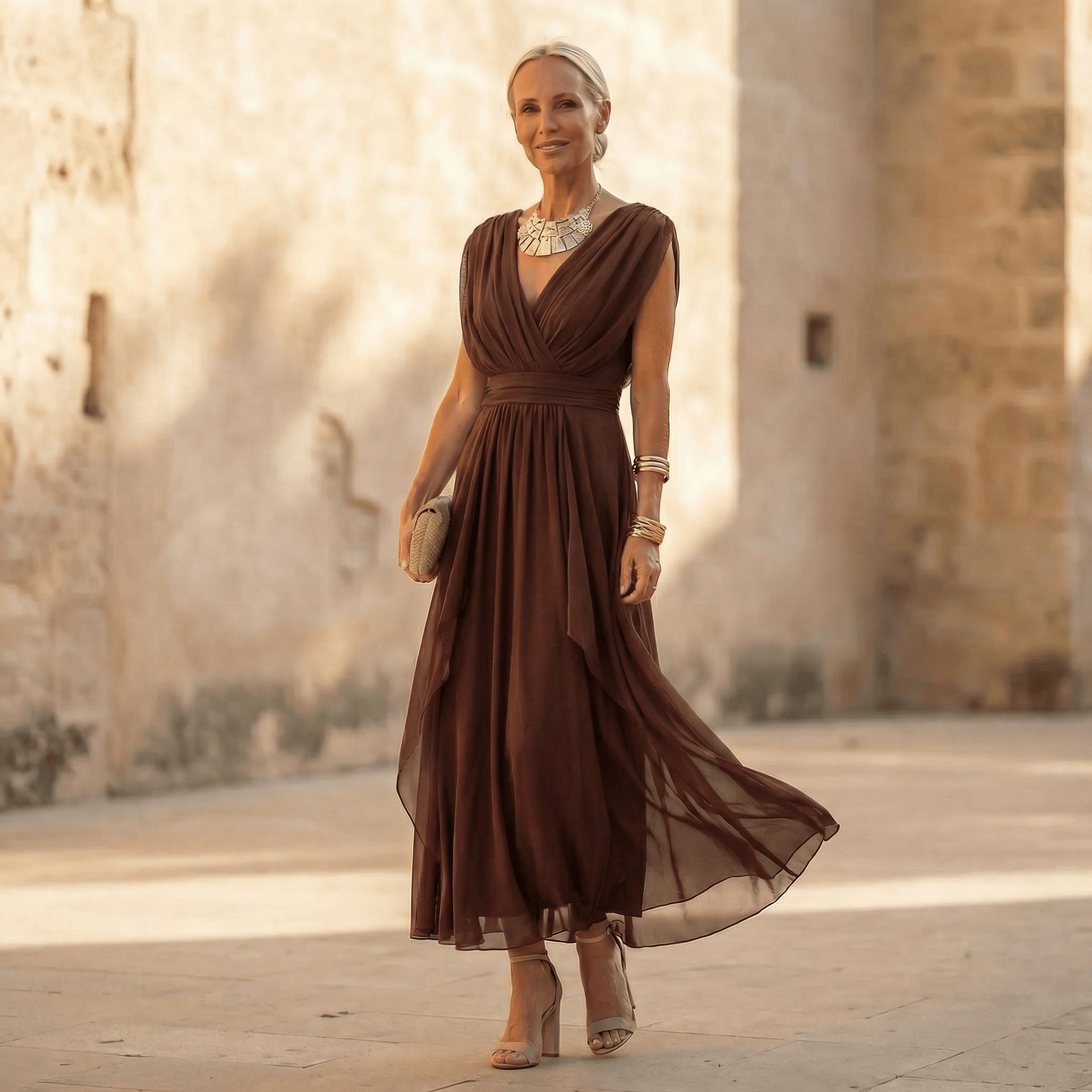 Elise Dress | Draped V-Neck Maxi