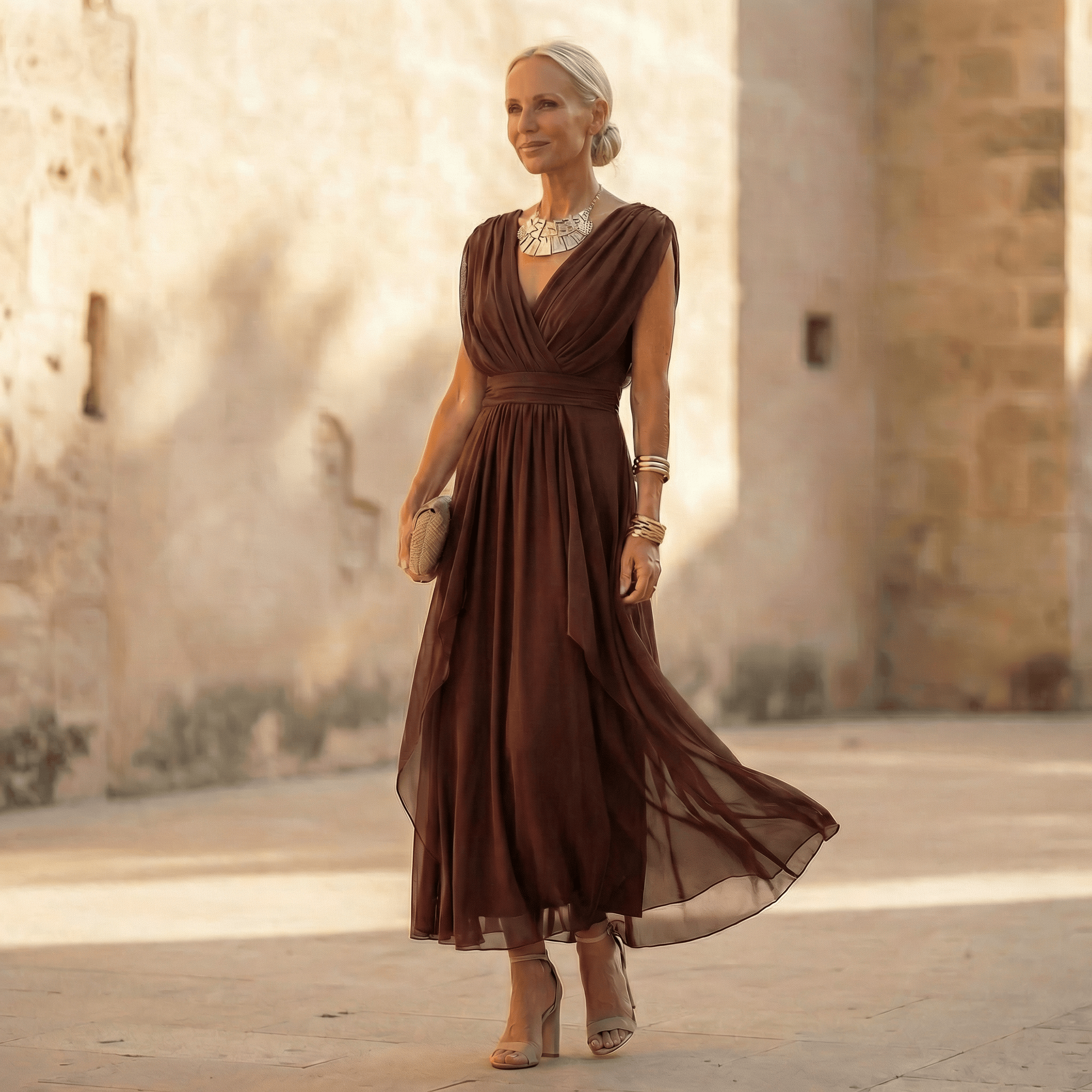 Elise Dress | Draped V-Neck Maxi