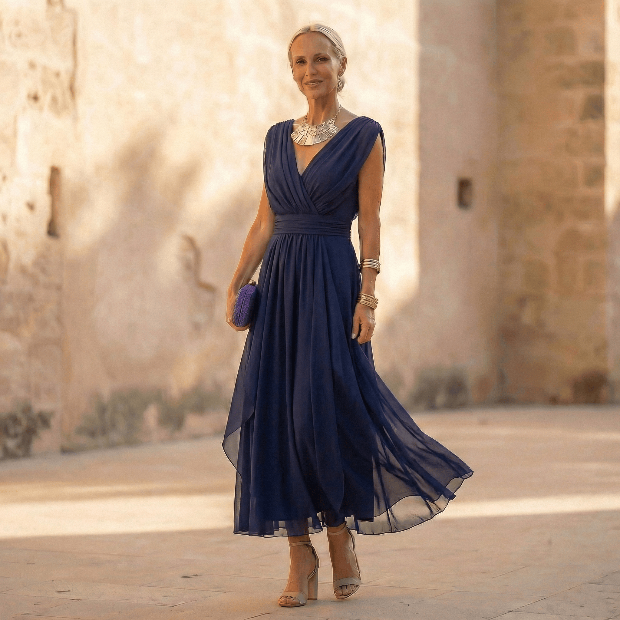 Elise Dress | Draped V-Neck Maxi